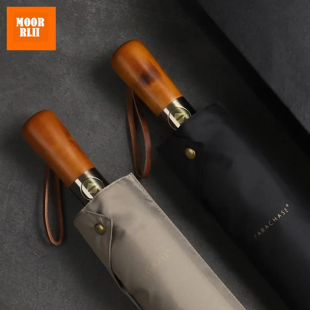 

НОВЫЙ большой мужской зонт в деловом стиле, 115 см, автоматический зонт от дождя, двухслойный, 10 К, ветрозащитный, большой, деревянные зонты для гольфа