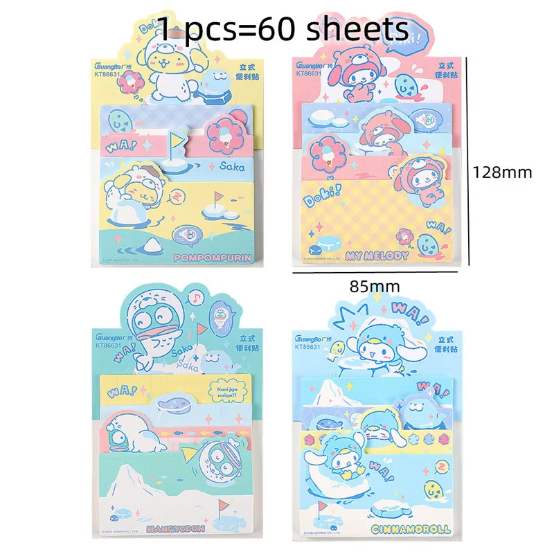 4 pcs/lot Sanrio Melody Cinnamoroll Memo Pad Sticky Notes Stationery Label Notepad Planner Sticker Post School Supplies