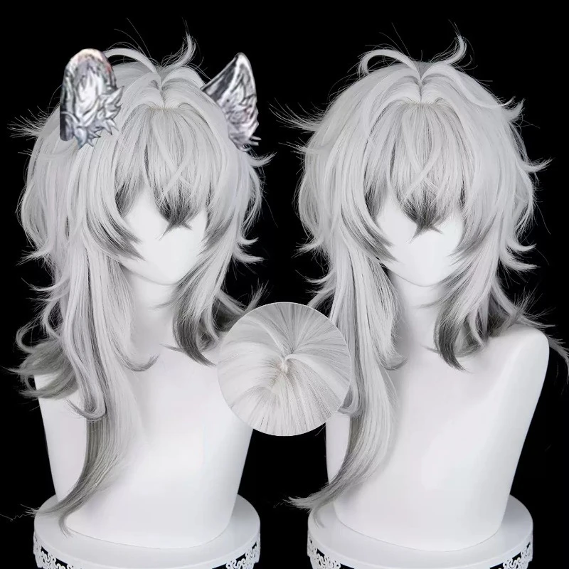 Synthetische Cosplay-Perücken mit Hitzebeständigkeit, Cosplay Arknights SilverAsh Cos Lovely Color Woman Stimulated Scalp Hair Wig