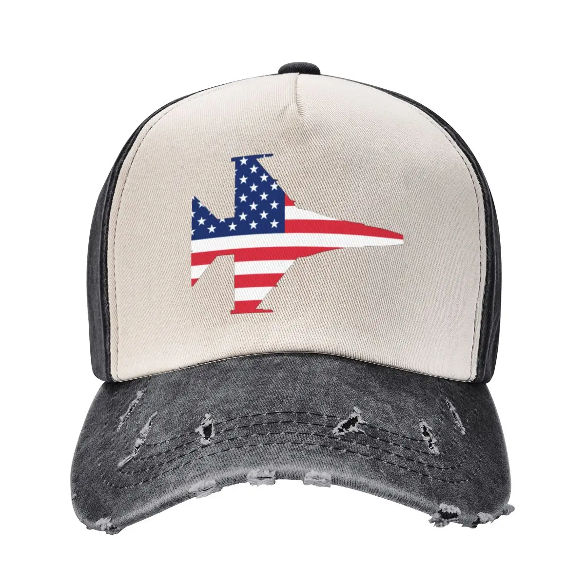 Flag of the United States of America in shape of F-16 Fighting Falcon Baseball Cap Big Size Hat Golf Wear Men's Caps Women's