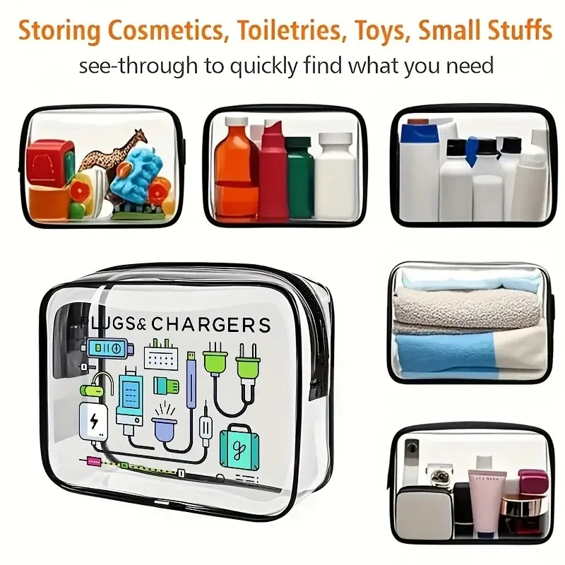 Transparent Clear Zipper Cosmetic Bag Multipurpose Carry Case for Toiletries Makeup Electronics Ideal Travel Gym Airport