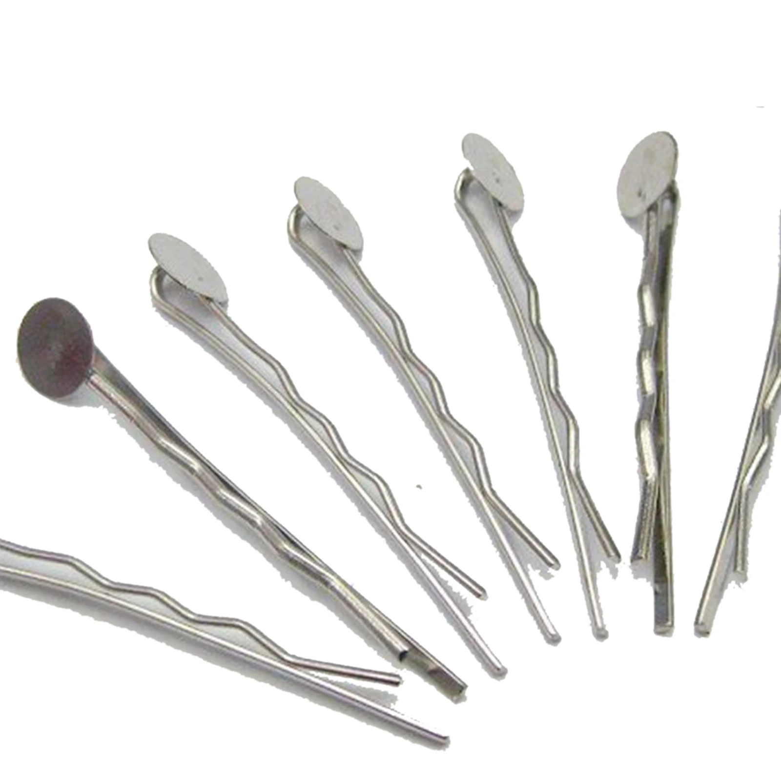 50  Silver-plate/Black  Tone Metal Bobby Hair Pin Clip 48mm with Pad