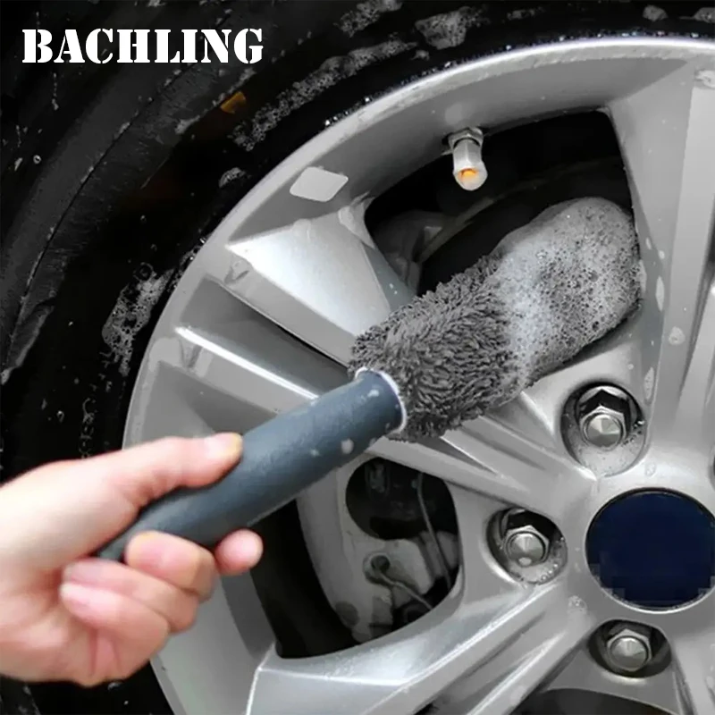 2Piece Car Wash Brush Microfiber Tire Scrubber Wheel Brush Trunk Dust Remover Car with Plastic Handle Auto Washing Cleaner Tools