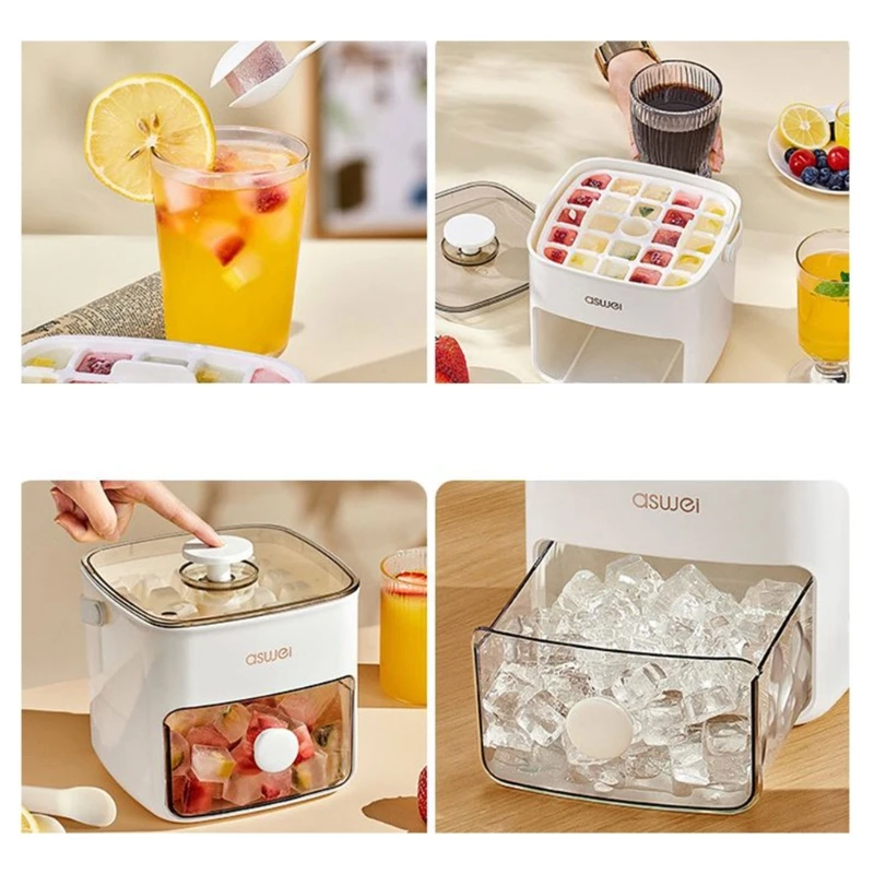 Convenient Ice Tray with Lid and Container Press and Store Ice Moulds for Cold Beverages Practical Kitchenwares Tool