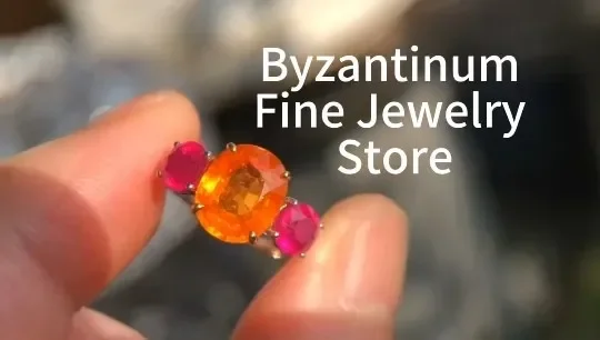 

Certificated Bespoke High Jewelry 18K Real Gold Natural Spessartine Garnet Burma Ruby Rings Three-stones Band Eternal Timeless