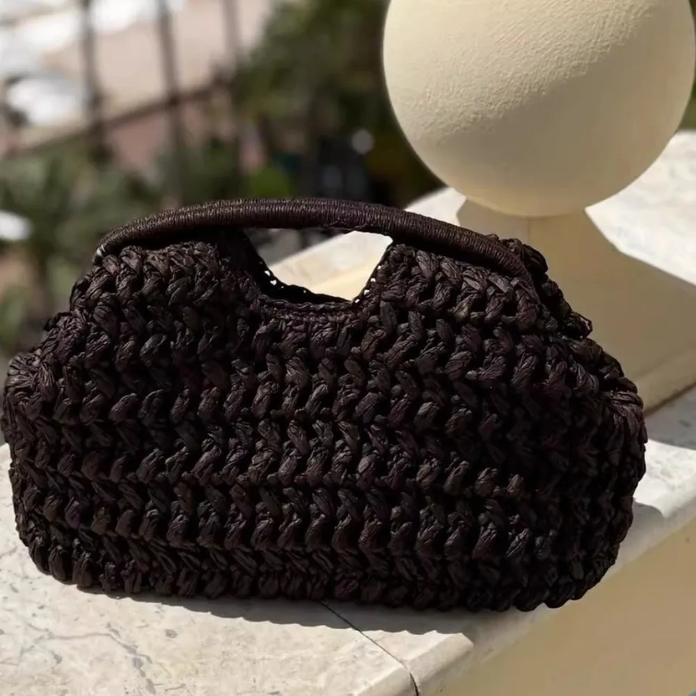 

Fashion Luxury Woven Clutch Bag Large Capacity Simple Texture Women Handbag Straw Beach Bag Wallet Travel