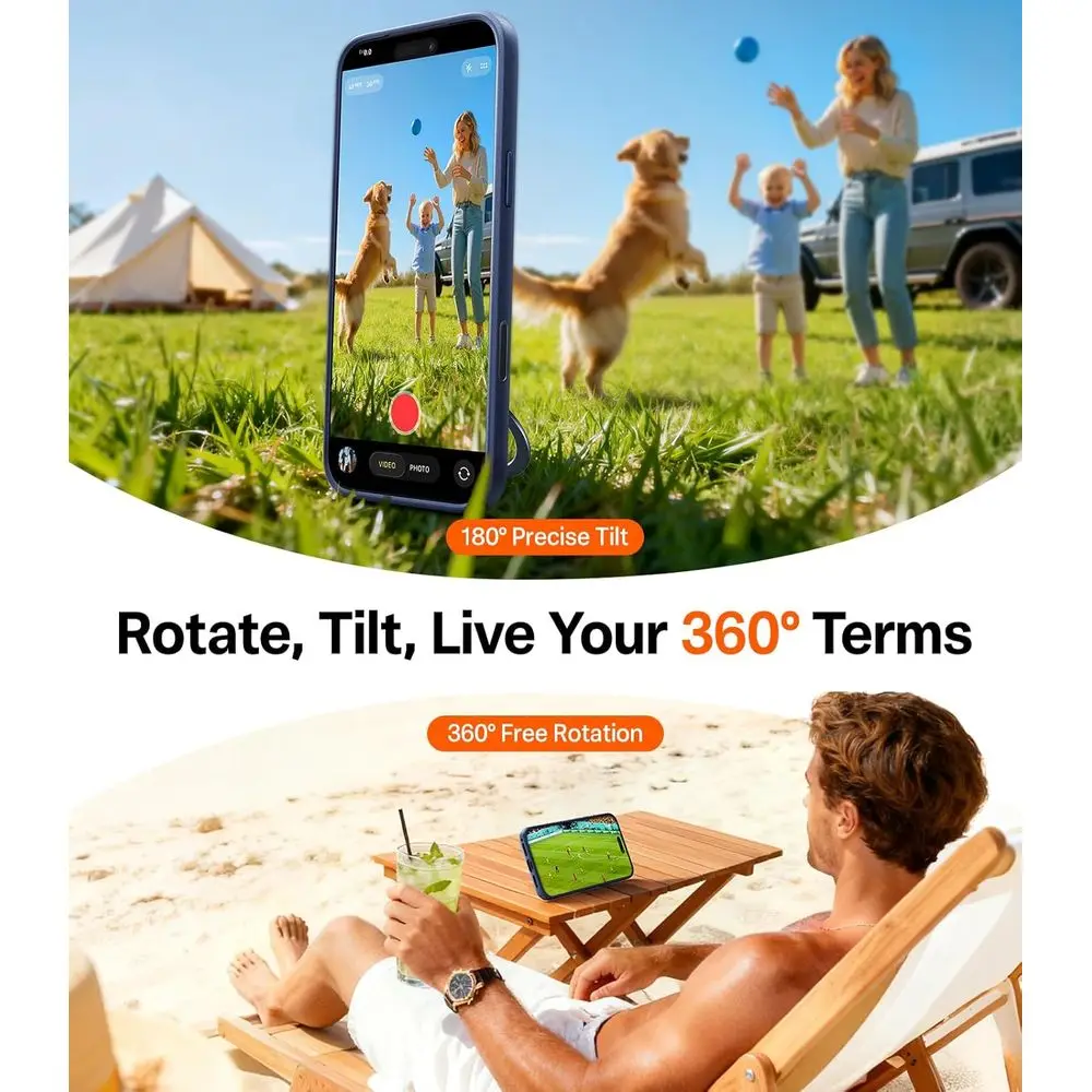 Verbeterde 360 magnetische standaard voor iPhone 17 Pro Max hoesje, geschikt voor MagSafe met ring, 4X Mil-grade bescherming, camerabediening, Tran