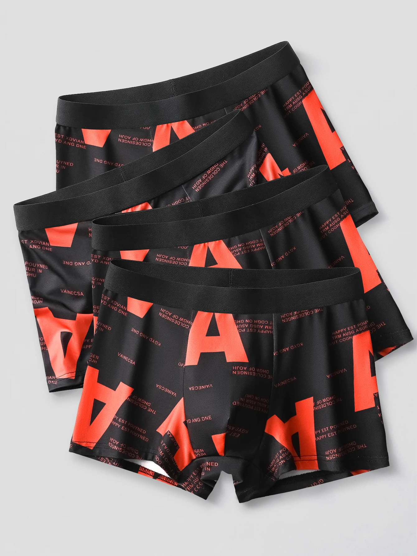 4-Pack Men's Underwear Assorted Black And Red Premium Soft Breathable Boxer Shorts Casual Sporty Men's Briefs