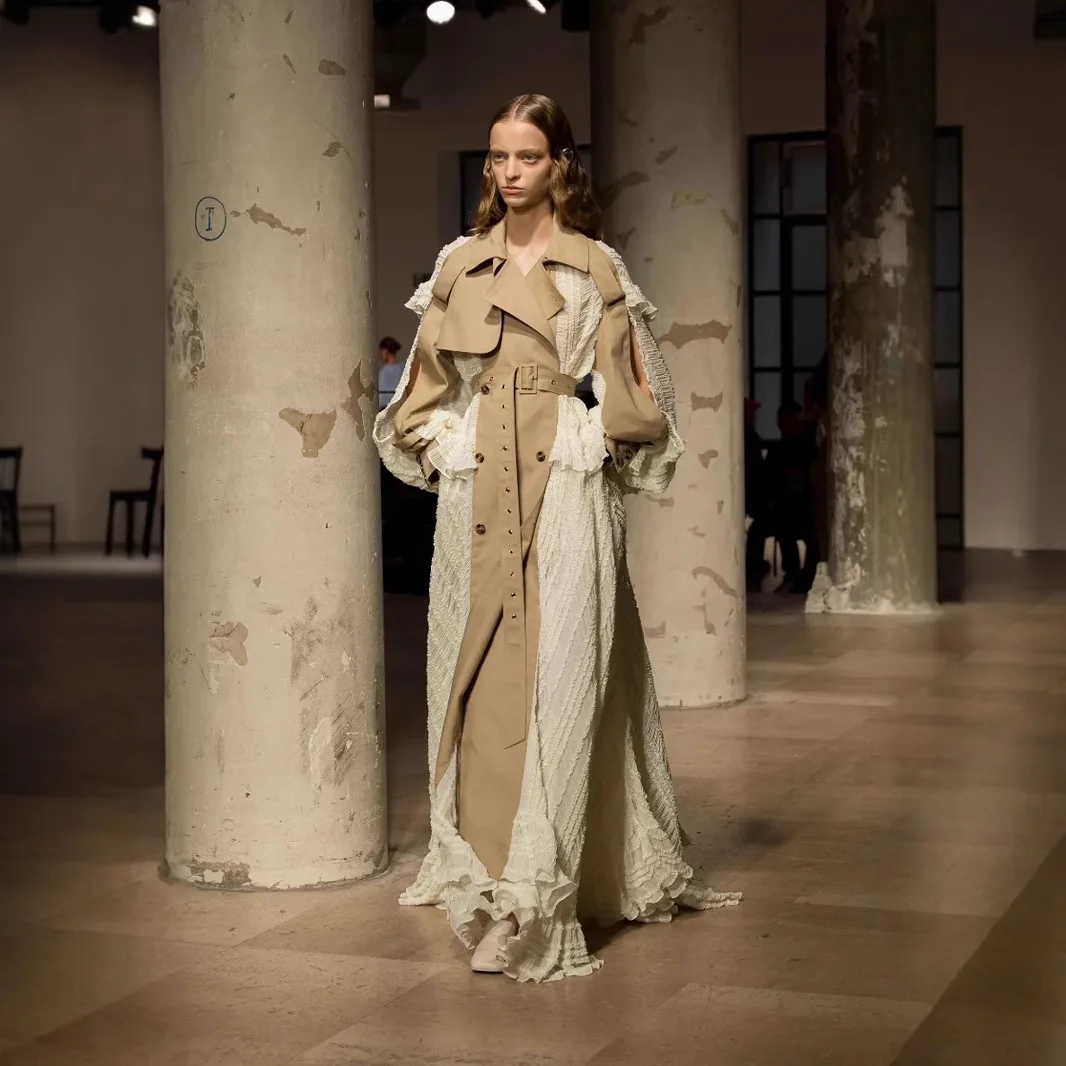 

Дизайнерский кружевной усовершенствованный плиссированный костюм на талии, плащ, женская юбка