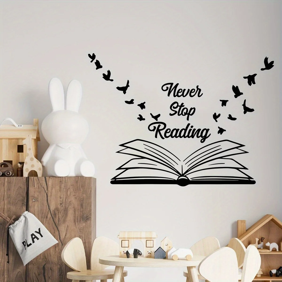 Pegatinas de pared con texto "Nunca Stop Reading", frases inspiradoras, para habitación de niños, habitación de niños, dormitorio extraíble, sala de estudio, biblioteca