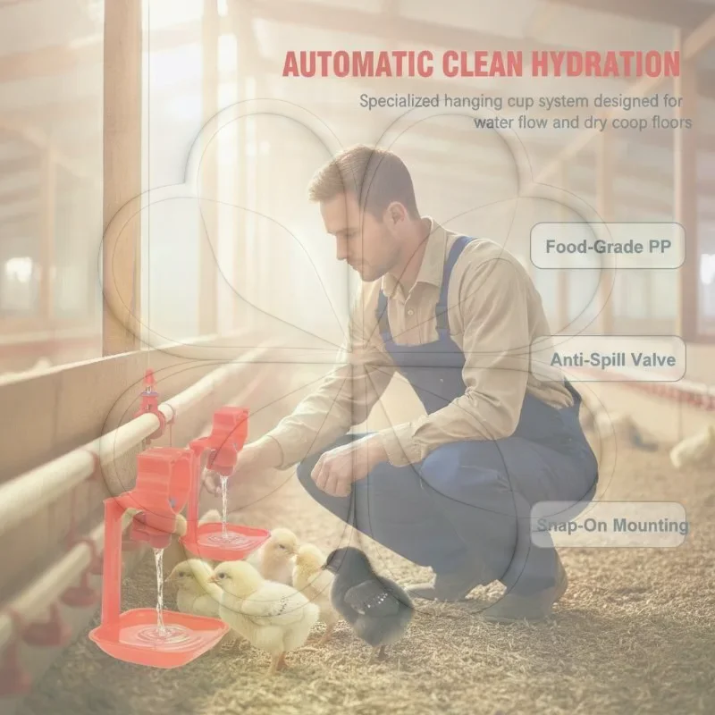 Automatic Poultry Drinking Cups 5Pcs Reusable Plastic Hanging Waterer for Chicken Pigeon Duck Farm Feeding