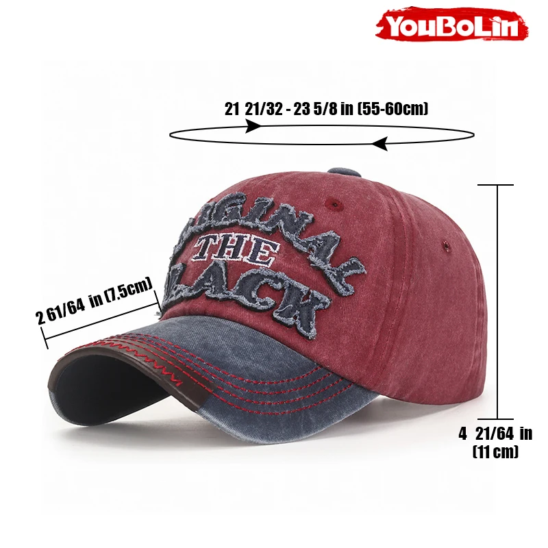 Baumwollbeschichtete Gewaschene Baseballkappe mit Gesticktem 'BLACK' Schriftzug und Aufnähern – Detail 2