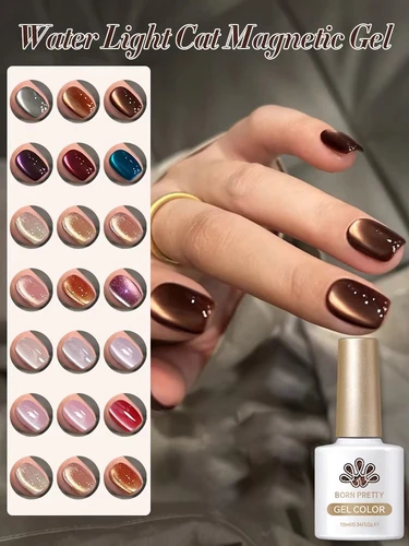 BORN PRETTY-esmalte de uñas de Gel magnético, Color marrón, luz de agua, gato, para invierno, barniz de 10ml, manicura semipermanente, arte de uñas DIY