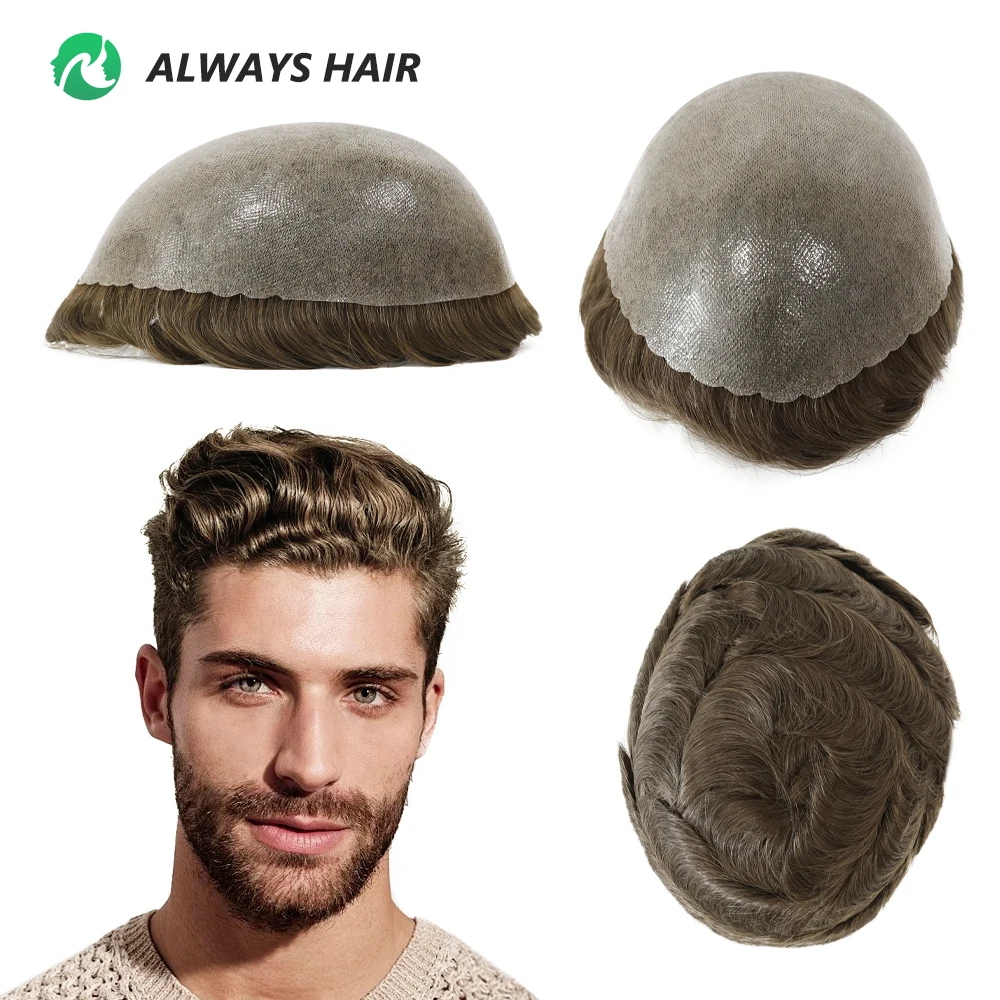 Alwayshair Dura Skin - 0.12-0.14mm Thickness Skin Toupee 130 Hair Density Men's Capillary Prosthesis Hair PU Wig Man