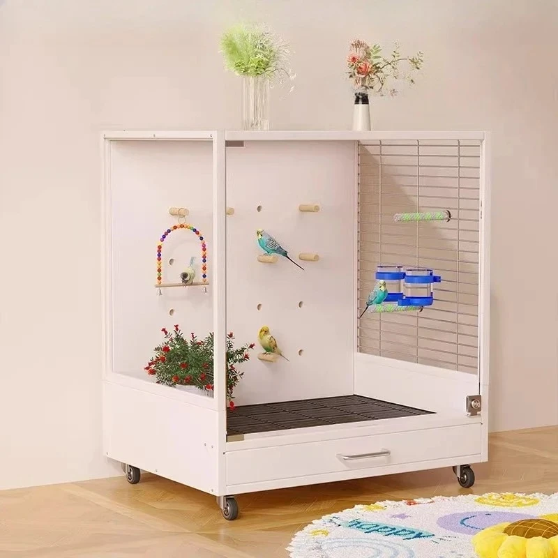 

Панорамная прозрачная клетка для попугаев из массива дерева, для монк-попугаев, маленьких солнечных попугаев, павлиньих попугаев, специальных попугаев-тигров, домашняя, просторная