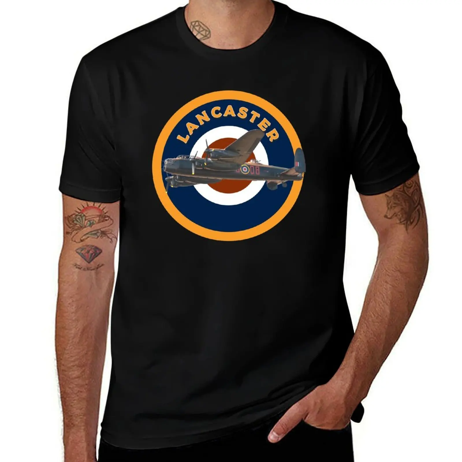 Lancaster Bomber in RAF roundel T-Shirt printed t shirts for man T-Shirt