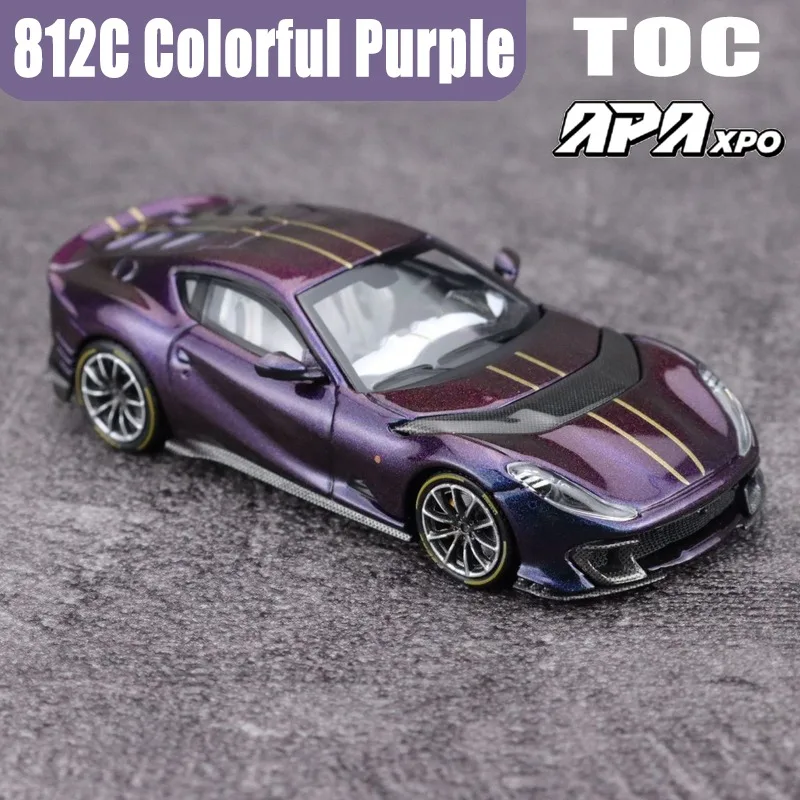 รถของเล่น TOC Fuleme 1/64 812C สีม่วงสดใส ผลิตจากโลหะผสม แบบหล่อขึ้นรูป ของสะสมสำหรับเด็กผู้ชาย ของขวัญคริสต์มาส