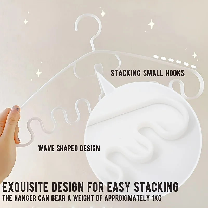 10pcs Wave-Shaped Clothes Hanger, Garment Rack, Drying Rack, Laundry Storage and Organizer