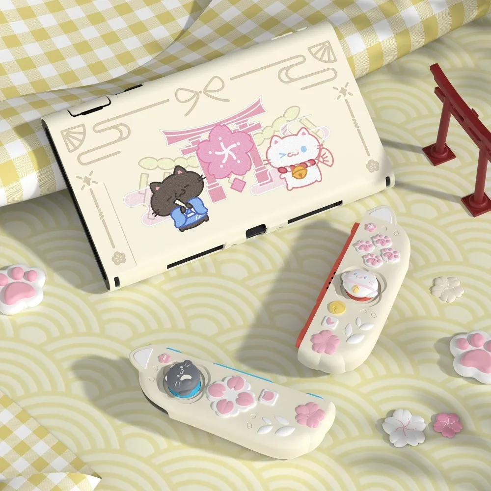 For Switch 2 Protective Case for NS2 Joystick Cap Pink Cartoon Cute Rabbit Gamepad Case Grip Soft Handle Shell Game Accessories