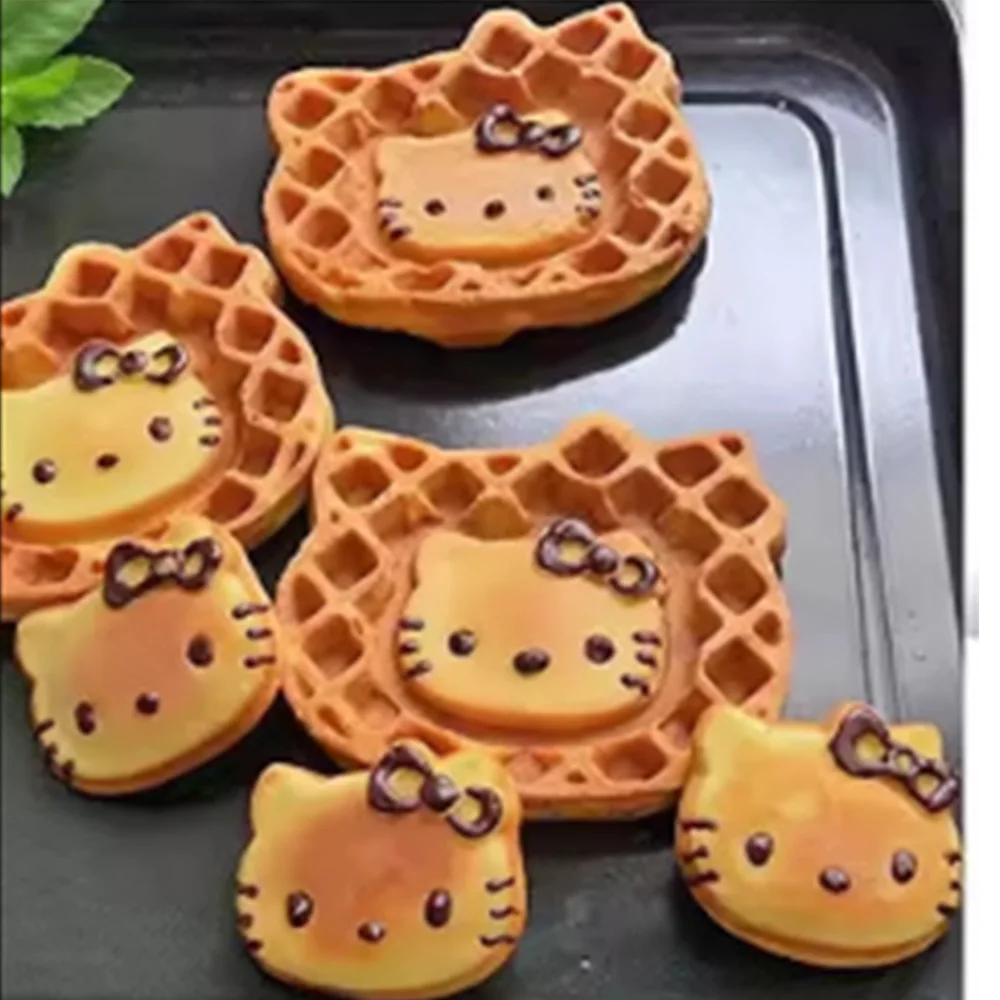 XEOLEO Electric Cute Cartoon Kitty Cat Waffle Maker Machine 1750W 4PCS/12PCS Kitty Shape Taiyaki Machine Non-Stick Coating