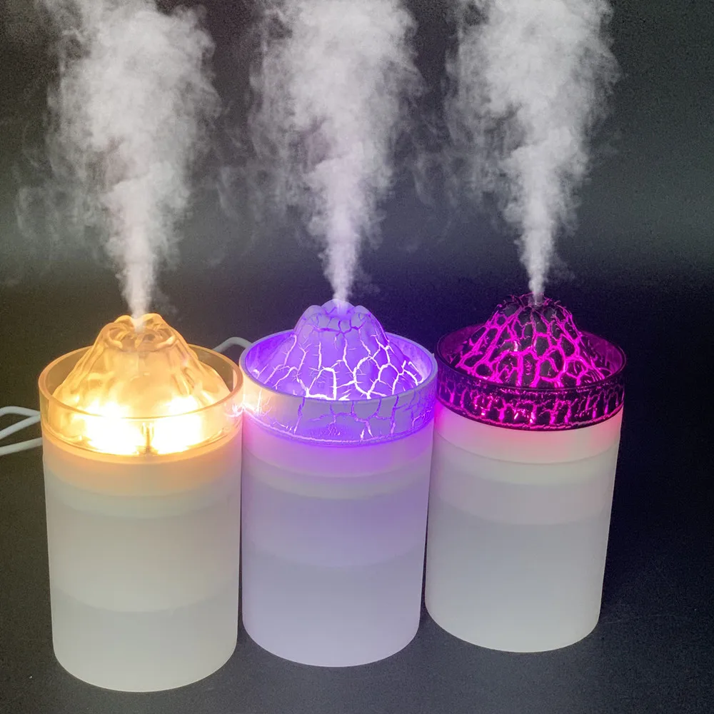 

Volcanic Lava Car Night Light with Humidifier USB Portable Aroma Diffuser Multi-Color LED for Vehicle Interior Decor