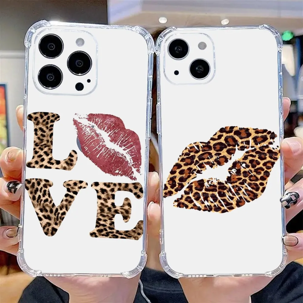 

Fashion Leopard Sexy Lips Phone Case For iPhone 16,15,14,13,12,11 Plus,Pro,Max,XR,XS,X,7,8,SE,Mini Transparent Silicone Soft