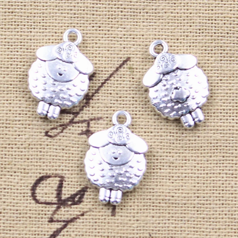 10pcs Charms Woolly Sheep 19x13x4mm Antique Silver Color Pendants DIY Crafts Making Findings Handmade Tibetan Jewelry