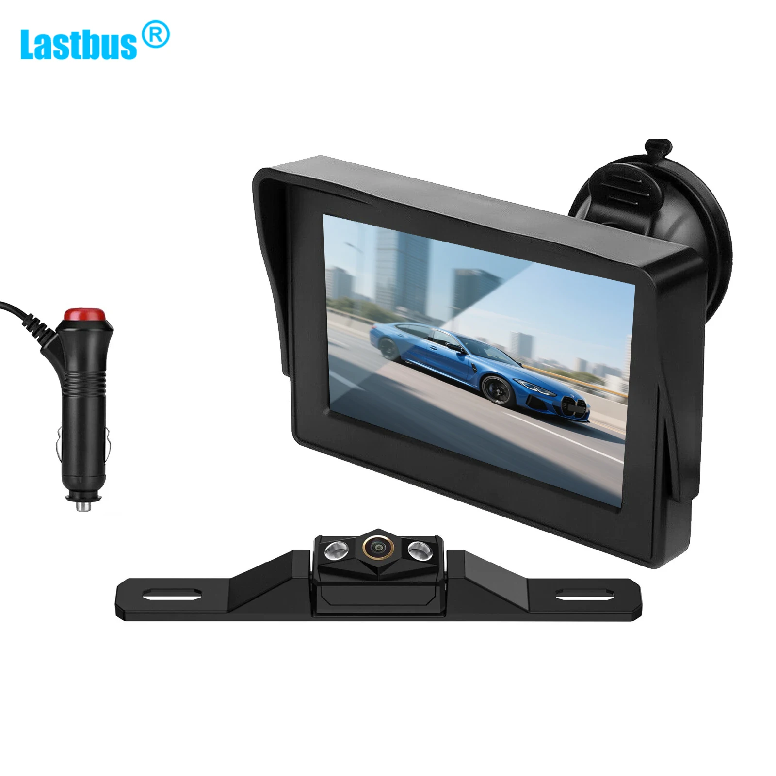

Lastbus 4.3 Inch TFT LCD Car Rear View Monitor with Dual Mounts Backup Camera Night Vision Waterproof Plug and Play Charger