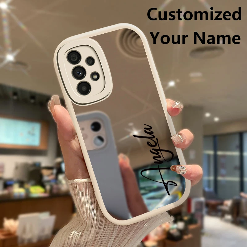 Customized Personalized Name Case For Samsung Galaxy A52S M12 A51 A71 A32 A72 M22 A52 F12 M11 A31 A22 Mirror Makeup Cover