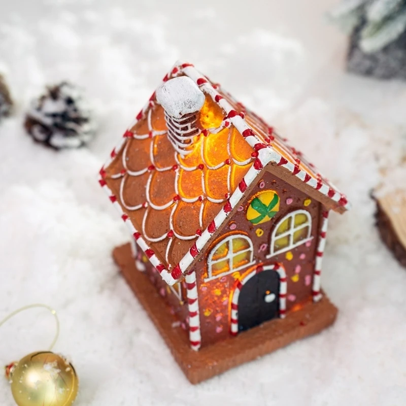 Decorative Gingerbreads Houses Miniature Gingerbreads Model Seasonal Home Accent for Enchanting Christmas Decoration