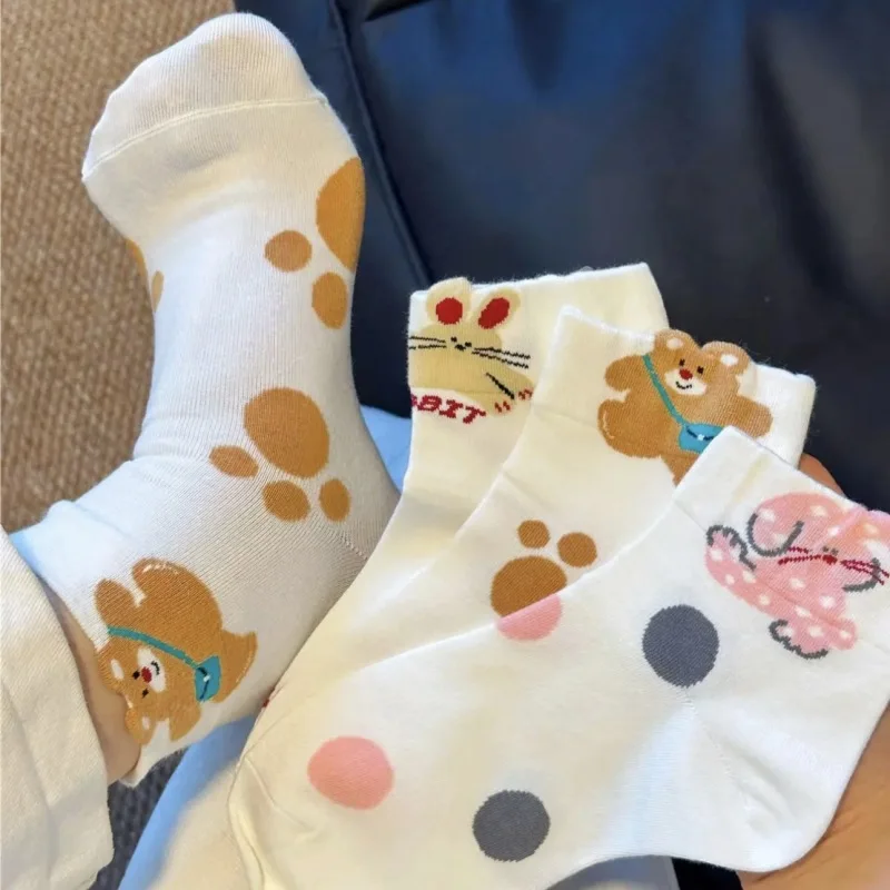 

Cute Cartoon Pattern Women's Socks Summer Thin Lovely Rabbit Bear Lolita Fashion Versatile Short Anklet Socks Wholesale