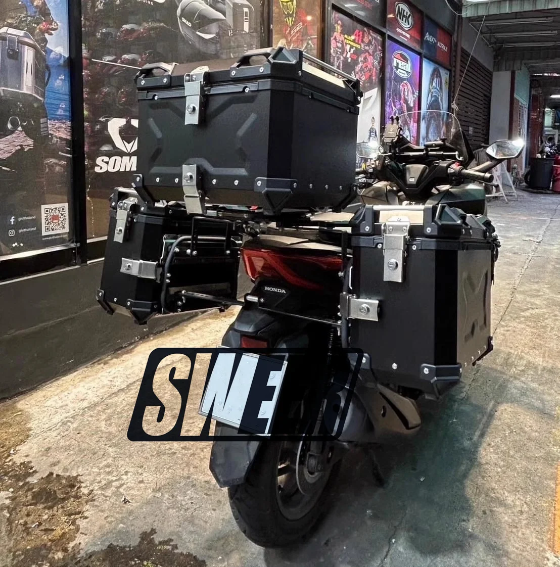 Motorcycle Universal Aluminum Alloy Side Box 35L with Side Box Bracket DIY Quick Detachable Safety Lock for Honda