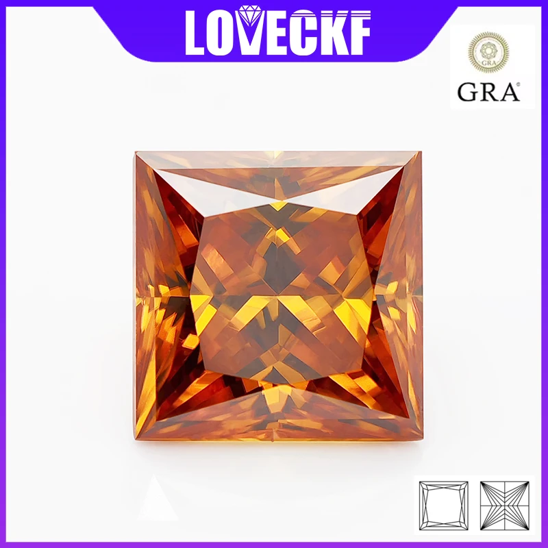 

Муассанит Lab Diamonds Оранжевый цвет Огранка принцессы 1,0-5,0 карата Проходной тестер бриллиантов + сертификат GRA