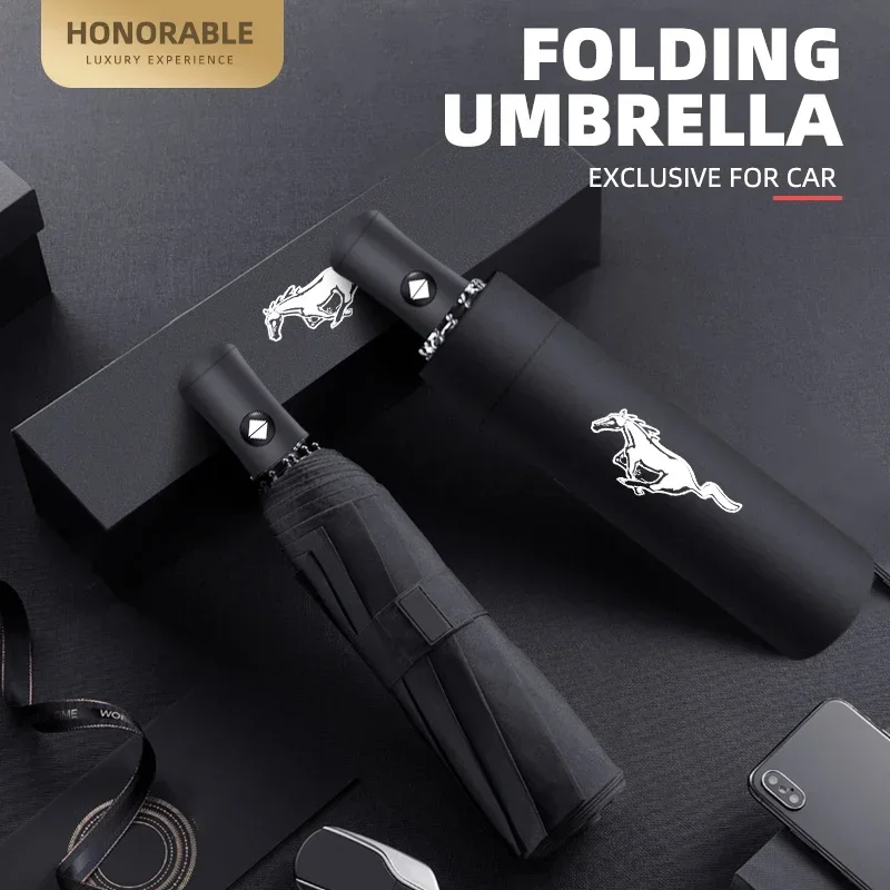 Car Logo Fully Automatic Folding Sunshade Umbrella For Mustang Ford Explorer FIESTA Focus Shelby GT350 Kuga Fusion F-150 500