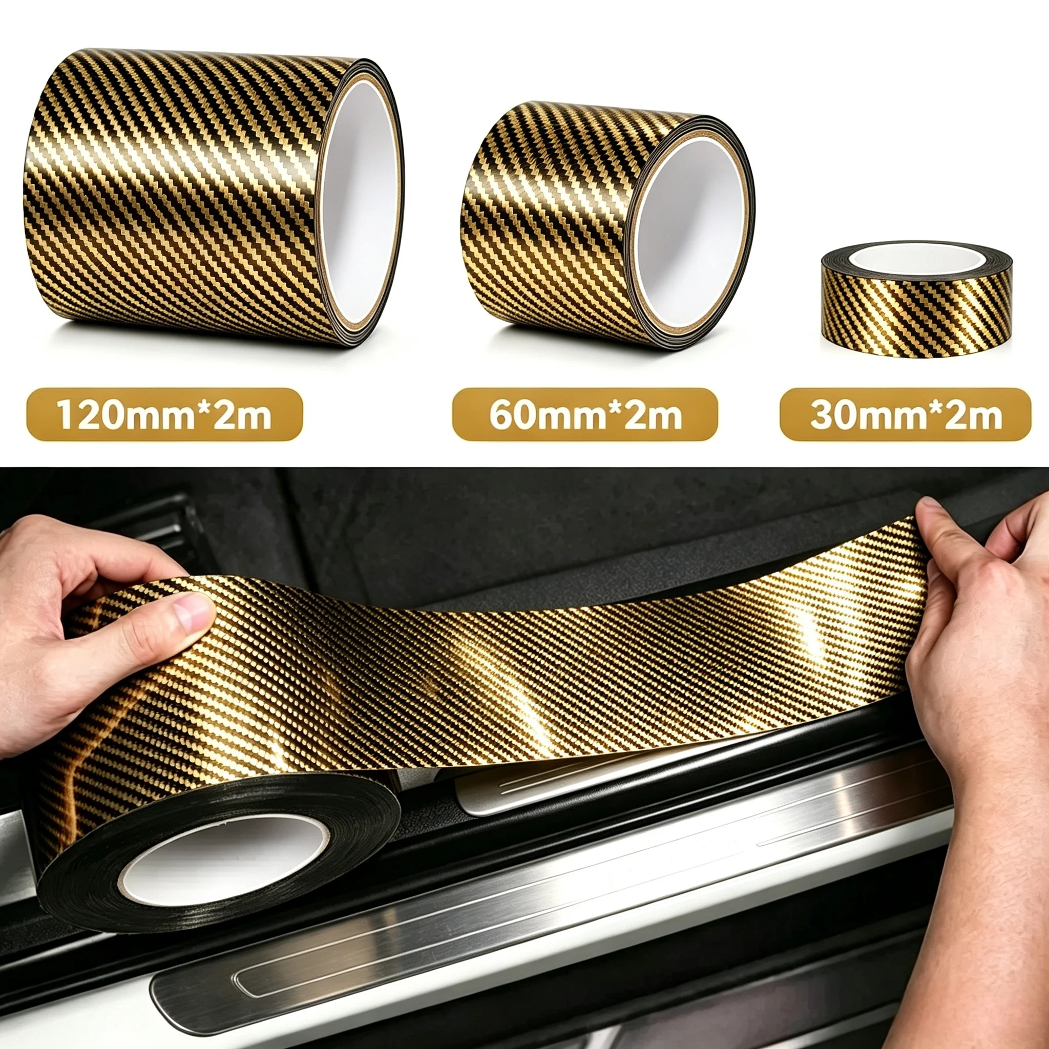 Self Adhesive 9D Nano Carbon Fiber Anti Scratch Tape DIY Auto Decor Strip for Car Exterior Bumper Door Sill Trunk Mirror