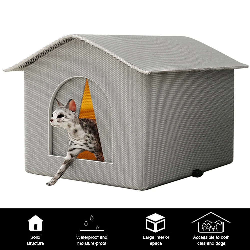 مأوى القطط الحديدي المقاوم للطقس، مأوى القطط الضالة، كهف القطط لفصل الشتاء، سرير خيمة الحيوانات البرية #5