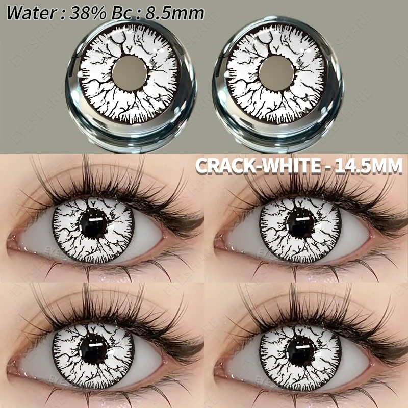 EYESHARE 2 stks Cosplay Gekleurde Contactlenzen Crazy White Contactlenzen Anime Zwarte Ooglenzen Halloween Beauty Make-up Lens