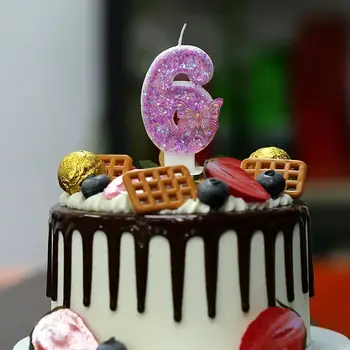 粉紅蝴蝶數字0-9蛋糕蠟燭,閃亮趣味生日蠟燭,適用於婚禮派對蛋糕裝飾,兒童女孩禮物蠟燭 10 最佳銷售 蝴蝶蠟燭 - №5