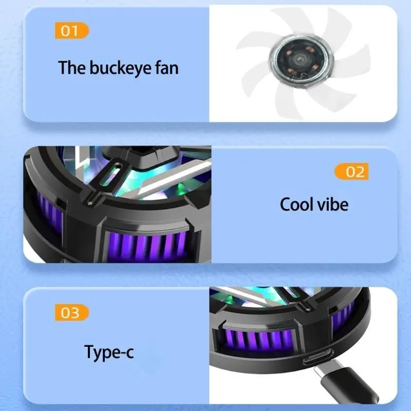 R53C Radiator Cooling Fan Semiconductor Heat Sink Low Noise Adsorption Cooling Fan with Light