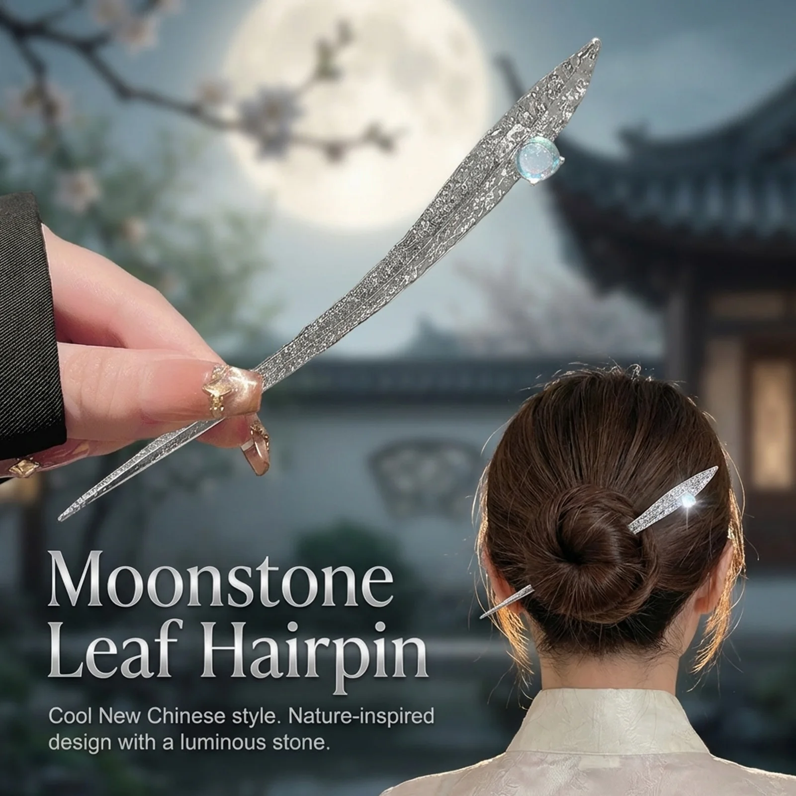 Moonstones Hairpin for Women Elegant Alloy Hairpin for Women Weddings Festivals and Photoshoots view 3
