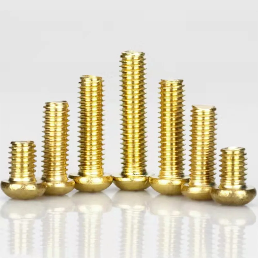 Din7985 Gb818 10pcs 2# 4# 6# 8# Unc Thread Brass Recessed Pan Precision Bolt Full Threaded Phillips Screws