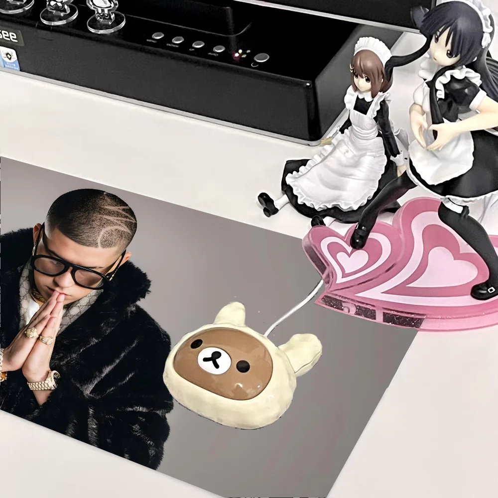 1pc hot famous singer Bad Bunny Non-slip Mouse Pad Suitable For Office Computers Laptops E-sports Game Desk Mats XXL Keyboard