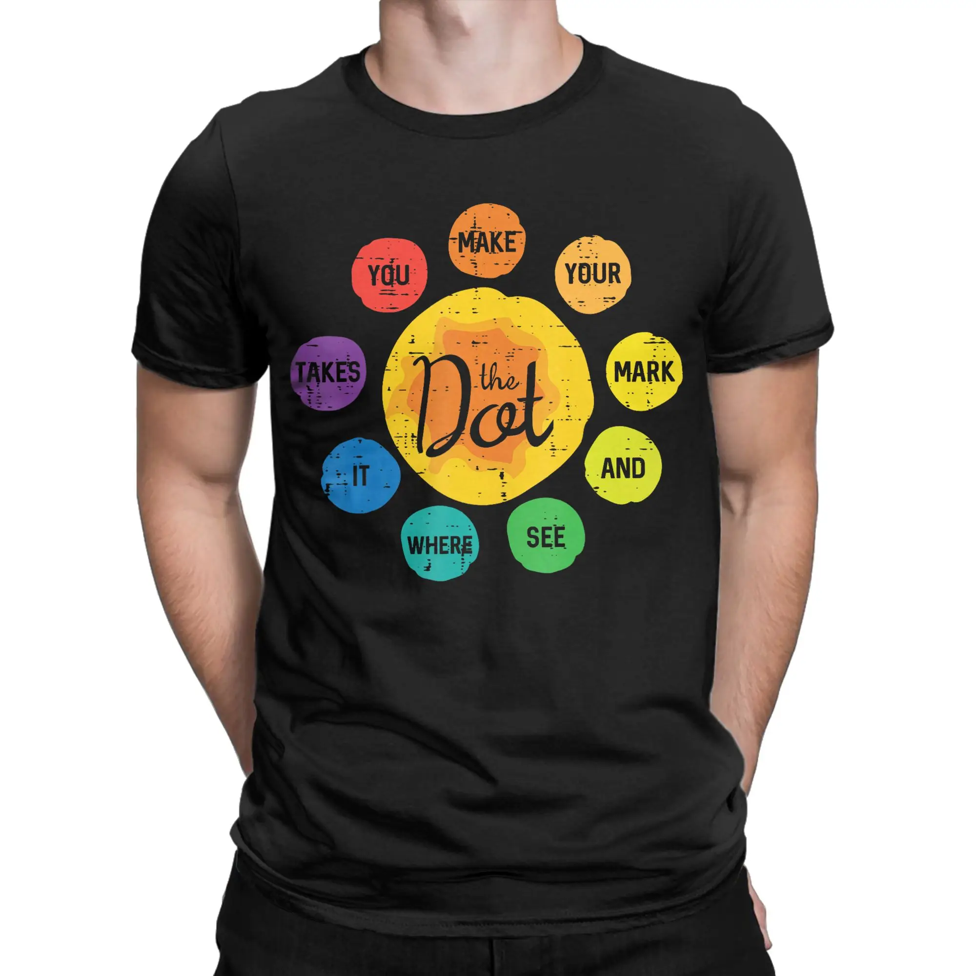 The Dot Make Mark Dots Men T Shirt  Vintage Tees Short Sleeve O Neck T-Shirts Pure Cotton Party Clothing