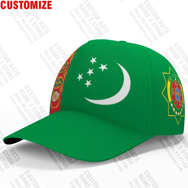 Turkmenistan Baseball Caps Custom Name Number Team Logo Tm Hat Tkm Travel Kyrgyz Nation Turkmen Flag Photo Headgear