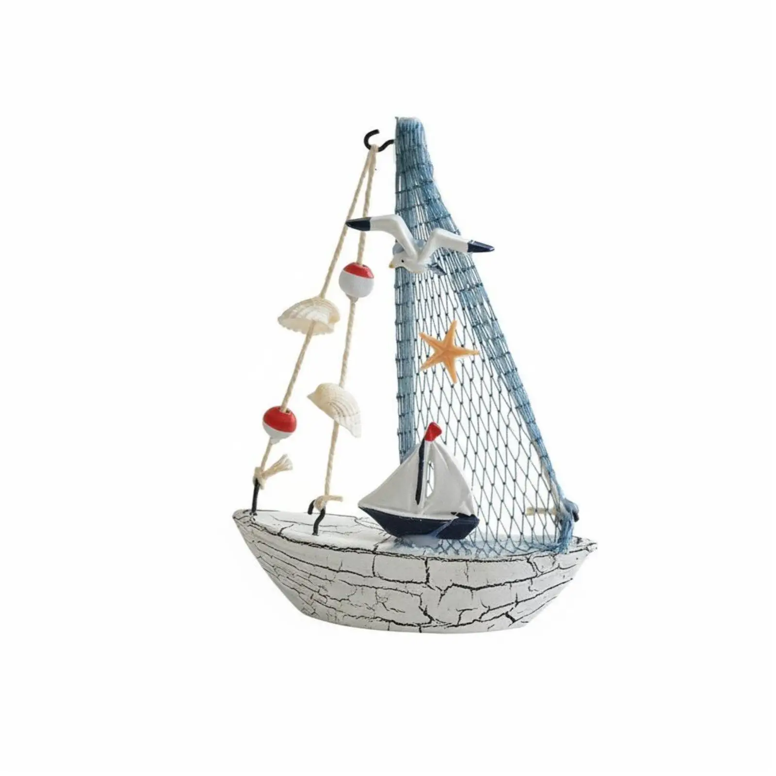 Rustic Wooden Sailboat Figurine Coastal Ship Model Ornament for Graduation or Birthday House Decoration