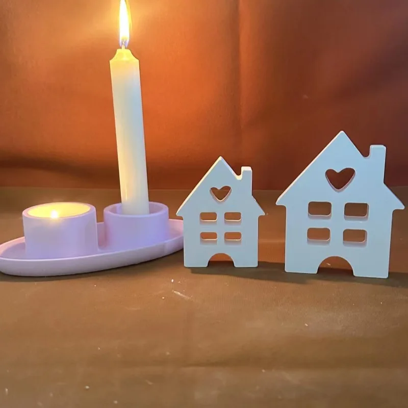 Love House Candle Mold DIY Epoxy Resin Cement Clay Gypsum Casting Ornaments Silicone Mold Home Decoration Table