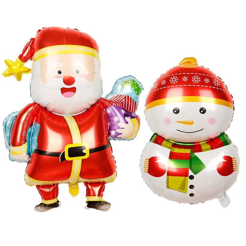 Cartoon Santa Claus Snowman Balloons Christmas Party New Year Decorations Party Foil Balloons Inflatable Helium Balloon Kids Toy