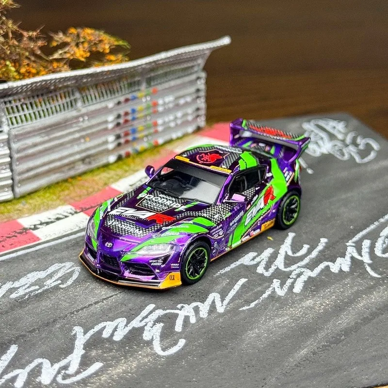 POPRACE 1/64 Toyota GR Supra EVA Diecast Car Model Alloy Simulation Collection Toy Gift For Boys#peetyeee