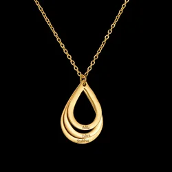 Customized 3 Water Droplet Engraving Name Stainless Steel Jewelry Pendant Necklaces for Women Personalized Halloween Party Gift