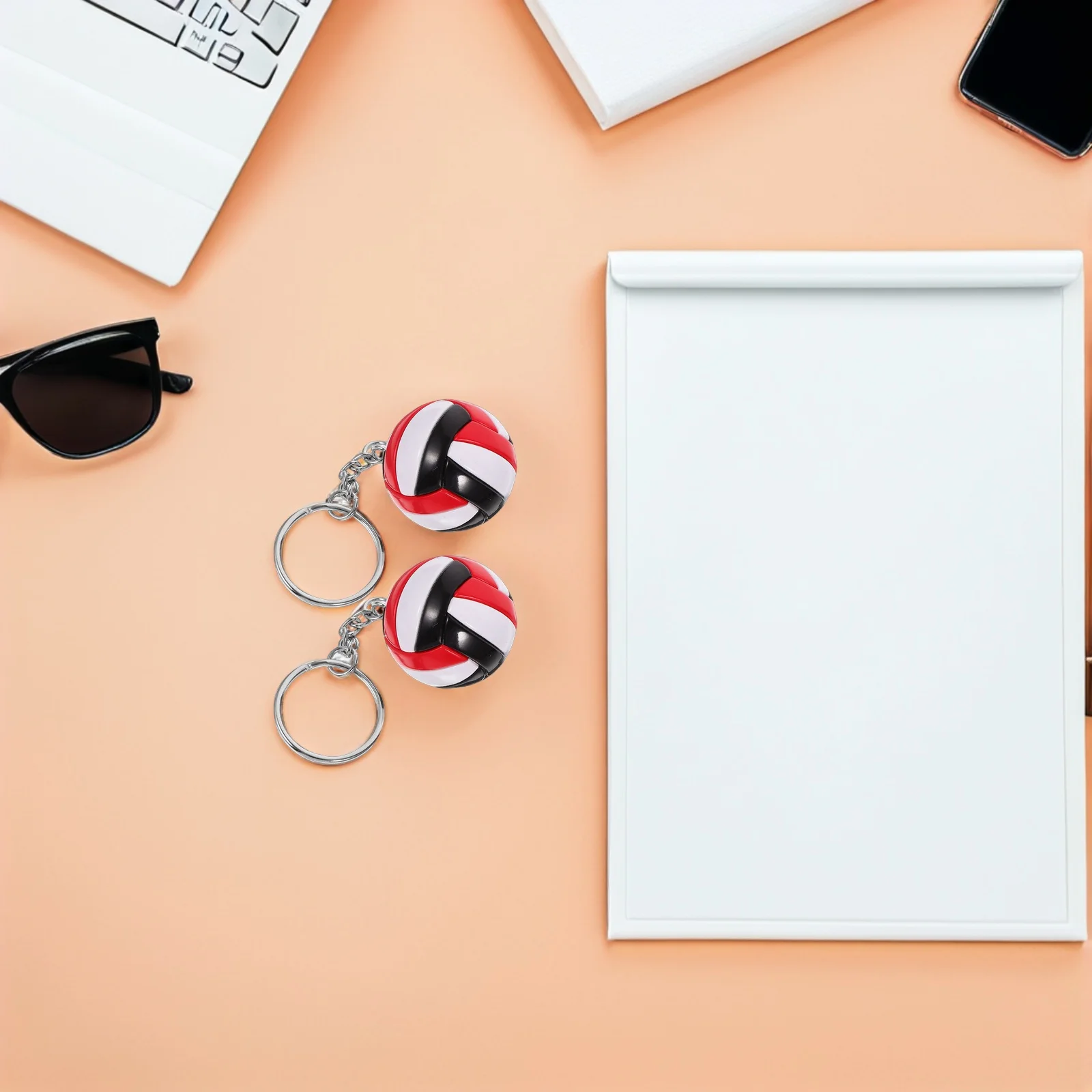 

2Pcs Sports Key Chain Pendant Volleyball Design Key Hanging Ornament Multi-Purpose Bag Accessory Creative Commemorative Party